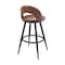 Armen Living Lottech Swivel Bar Stool in Black Metal with Brown Faux Leather 840254335394 - alternate 2